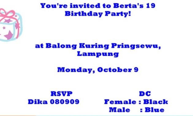 Birthday invitation card – BukuInggris.Co.Id