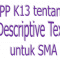 RPP Bahasa Inggris K13 Kelas X SMA tentang DESCRIPTIVE TEXT